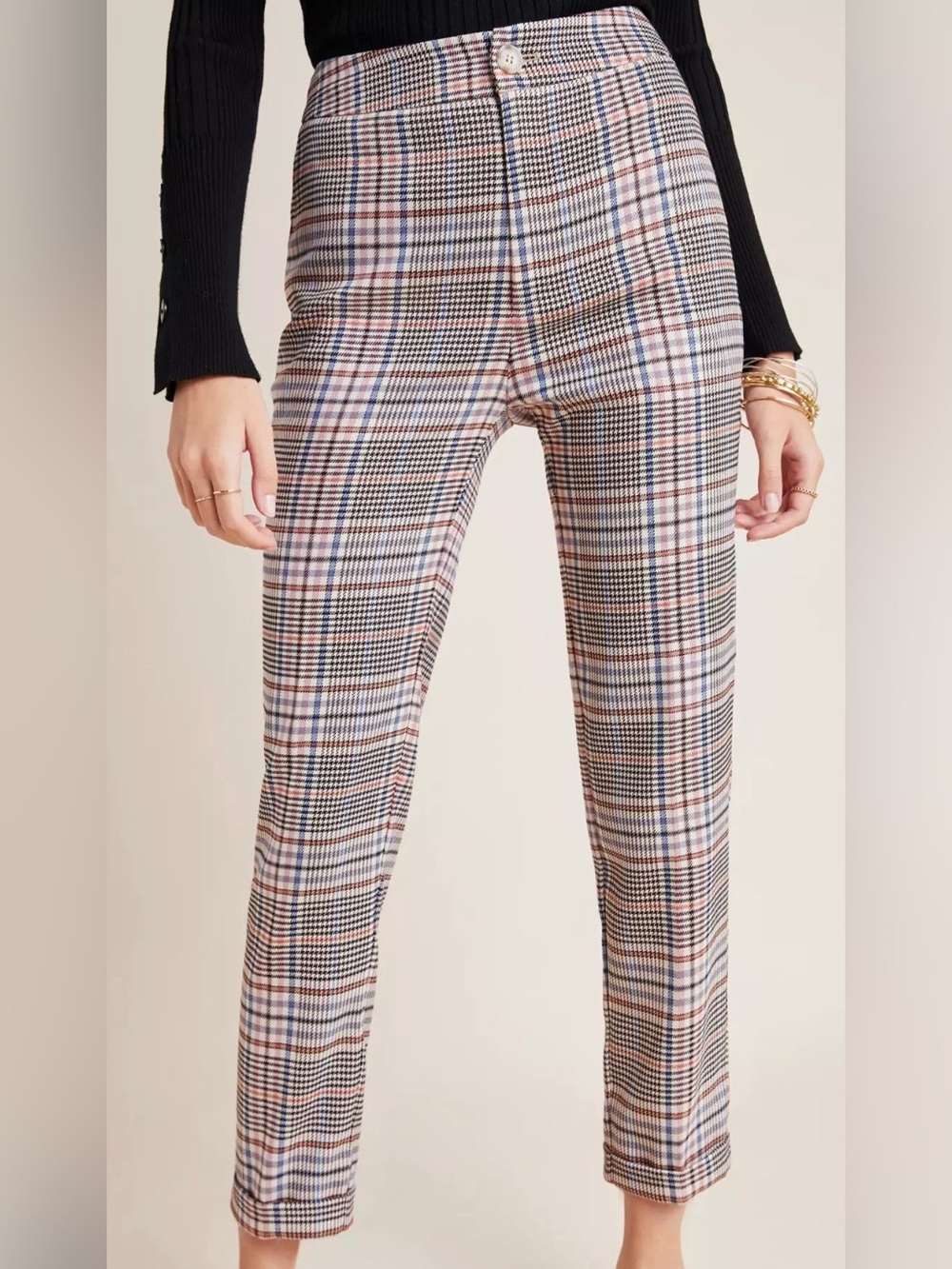 Anthropologie Malcolm Plaid Slim Leg Women's Pants Size 12